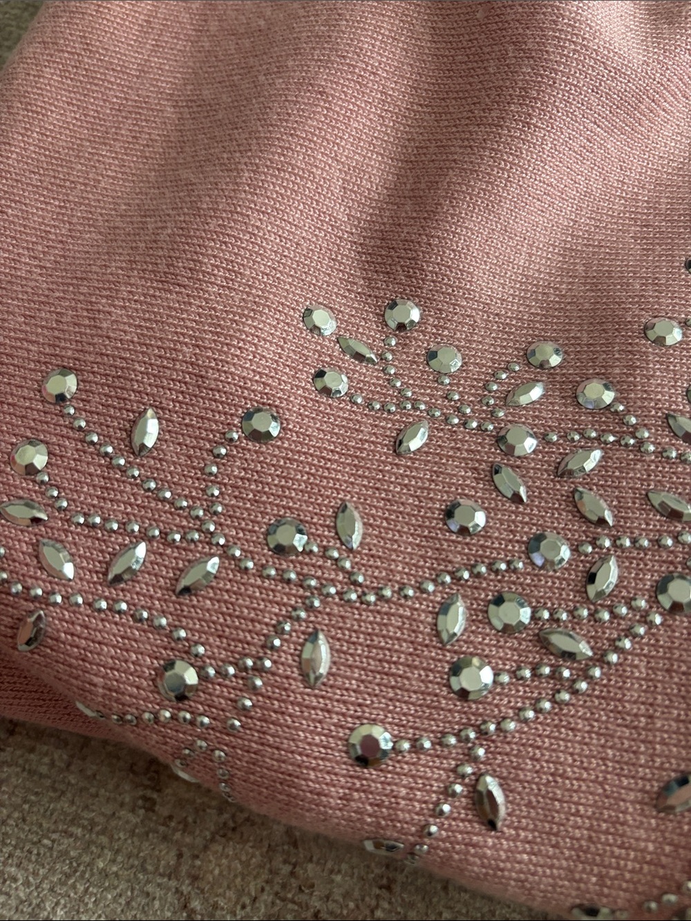 Embellished Pink Boatneck Sweater with Crystal Detail - Picture 5 of 5